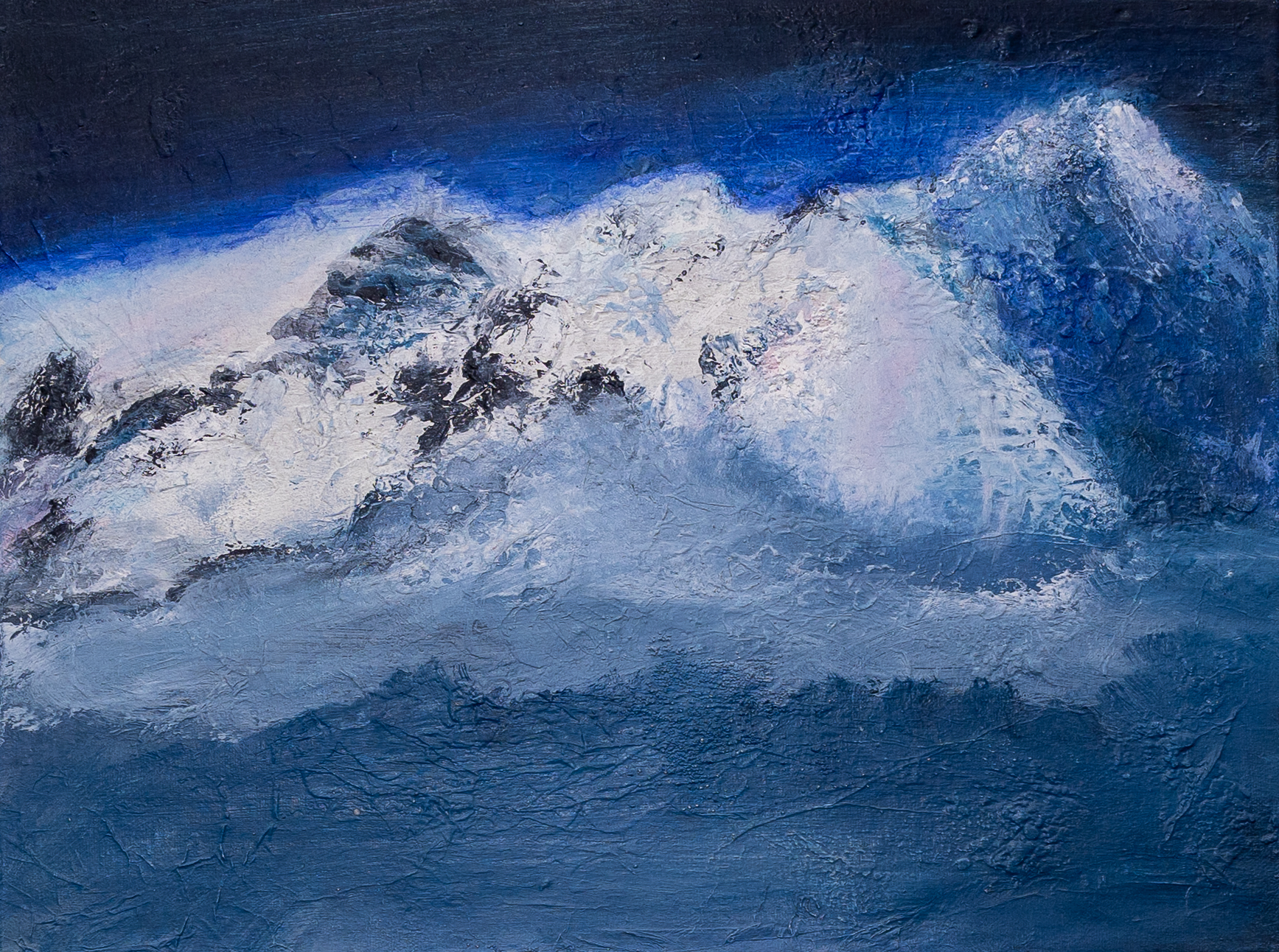 Abstrakte Bergwelt. Mixed Media.